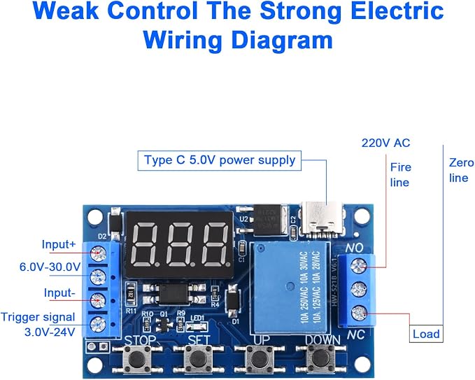 2Pcs 5V Type-C Timer Relay DC 6-30V Programmable Cycle Delay Timer Switch Module - Image 3