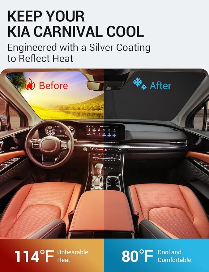 Proadsy Windshield Sun Shade for Kia Carnival 2022-2025 2026 4-Layer Foldable - Image 2
