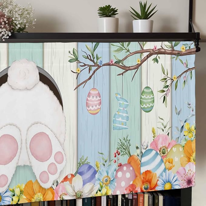Easter Curtain Valances for Windows, Kitchen Valance Window Treatment, Spring - Image 7
