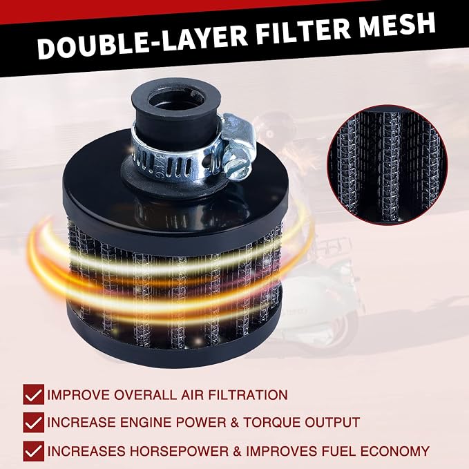 12mm Air Filter: High Flow Air Breather Cold Air Intake Filter - Image 4
