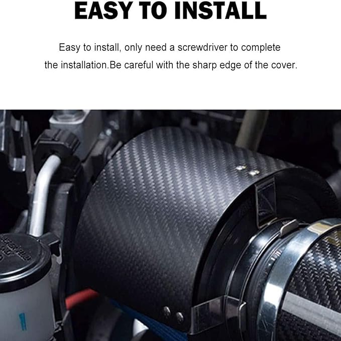 RULLINE Universal Air Intake Filter Cover Heat Shield Stainless Steel Carbon - Image 5