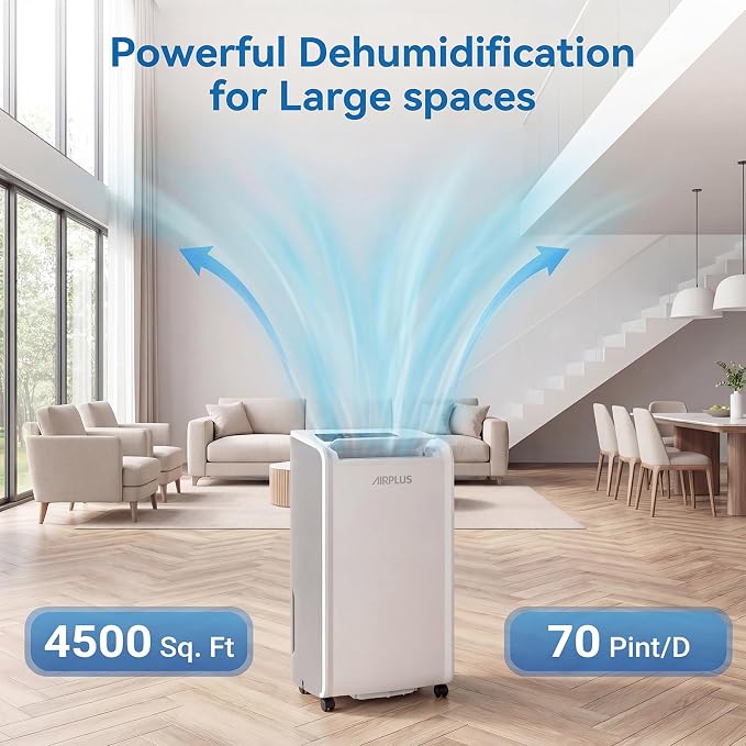 AIRPLUS 4, 500 Sq.Ft 70 Pint Dehumidifier - Image 2