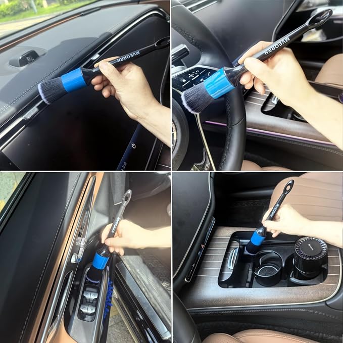 6pcs Car Detailing Brush Set-2pcs Boars Hair Car Detailing Brushes, Leather - Image 5