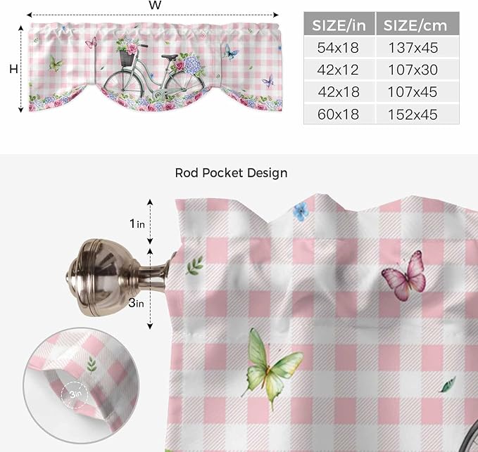 Spring Tie Up Valance Curtains for Windows, Kitchen Curtains Window Shades - Image 6