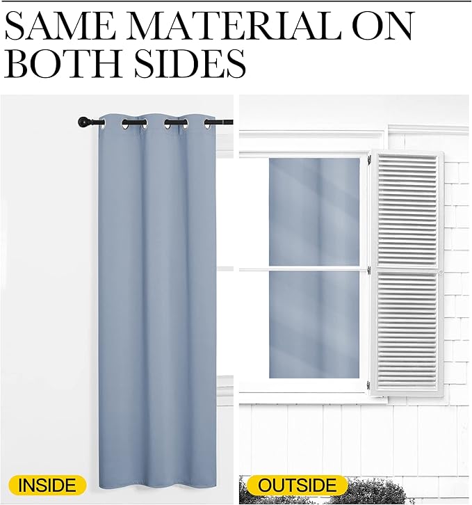 NICETOWN Vintage Blue Blackout Curtains 72 inches Length for Play Room, 2 Panels, 34" Wide, Thermal Insulated Decoration Drapes for Window