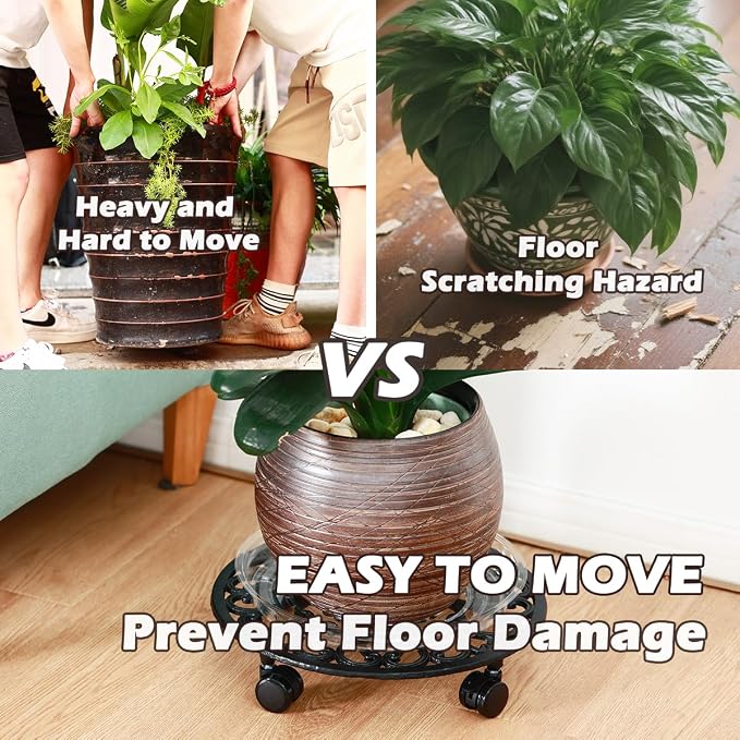 2 Packs 14 Inch Rolling Plant Stand - Image 2