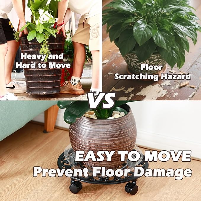 3 Packs 14 Inch Rolling Plant Stand - Image 2