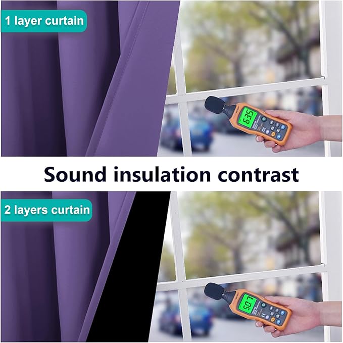 NICETOWN Lilac Purple Full Shade Curtain Panels, Pair of Thermal Insulated & Energy Efficiency Blackout Curtains for Living Room Windows, Lined Silky Performance Window Dressing (37" Wide x 84" Long)