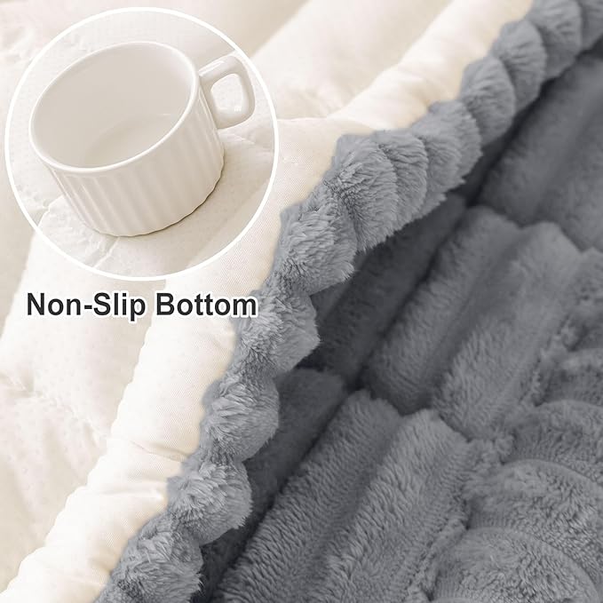 hyha Couch Covers for Dogs Washable, Non Slip Plush Dog Sofa Protectors, Fuzzy Pet Couch Covers for 3 Cushion Sofa Pet Friendly (Grey, 27.6" x 59")