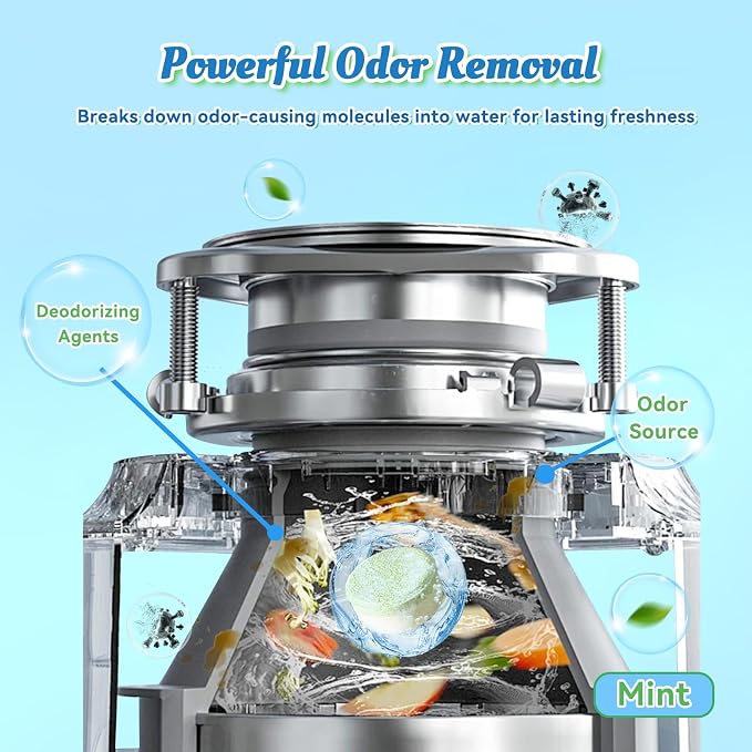 Garbage Disposal Cleaner Deodorizer Tablets-24 Pack Deep Cleaning Disposer - Image 5