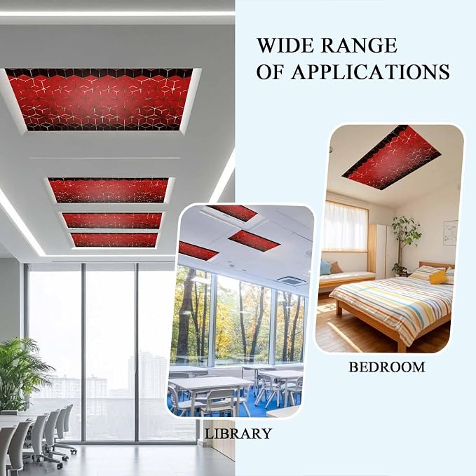 2x4 ft Fluorescent Light Cover for Ceiling Abstract Red Gradient Geometric - Image 7