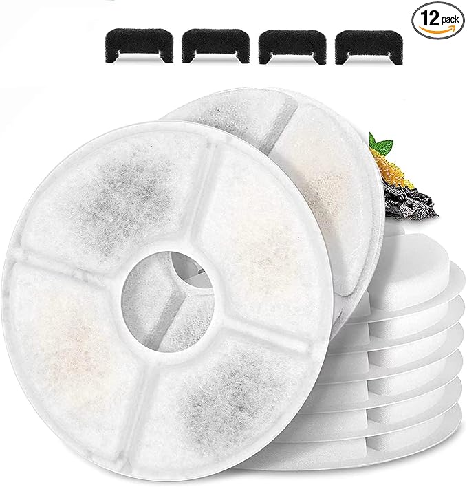 Cat/Pet Water Fountain Filters, 12 Pieces Set Pack of 8 Replacement Filter Fit by Monsin