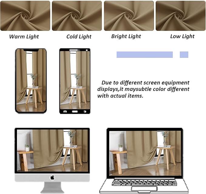 Simplebrand Taupe Blackout Curtains for Bedroom 96 Inches Long 2 Panels, Solid Thermal Insulated, Energy Saving Living Room Window Treatment Curtains Blackout Drapes, W50 x L96 Inch, Taupe