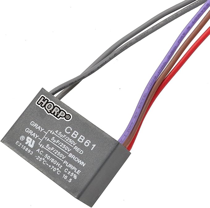 HQRP Capacitor Compatible with Hampton Bay Ceiling Fan CBB61 1.5uf+2.5uf 3-Wire by HQRP