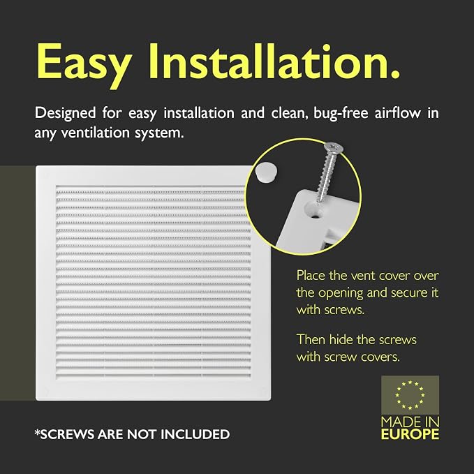 12 x 12 Inch White Air Vent Cover – Plastic Square Air Vent Grill Cover - Image 3