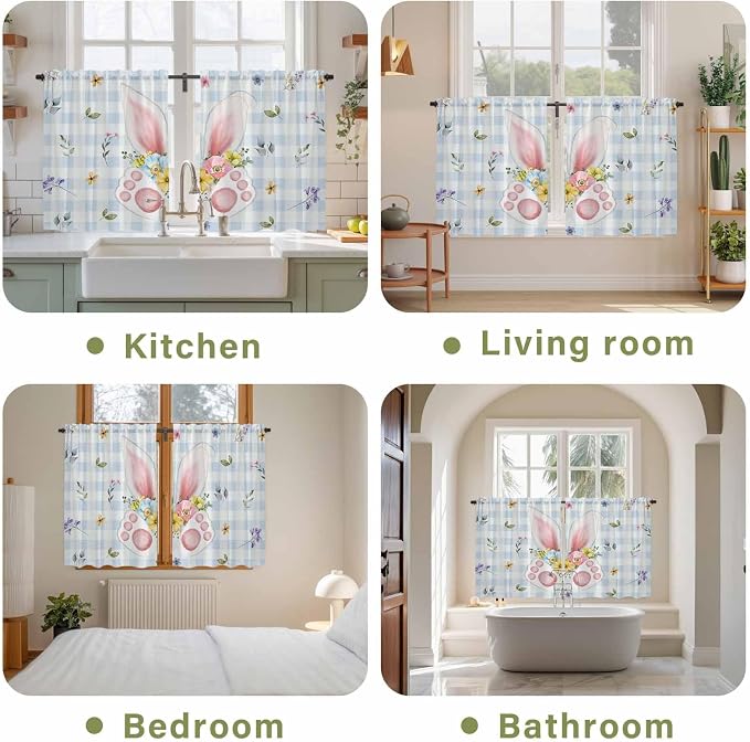 Easter Kitchen Curtains 54 Inch Long 2 Panel Set, Rod Pocket Window Curtains - Image 8