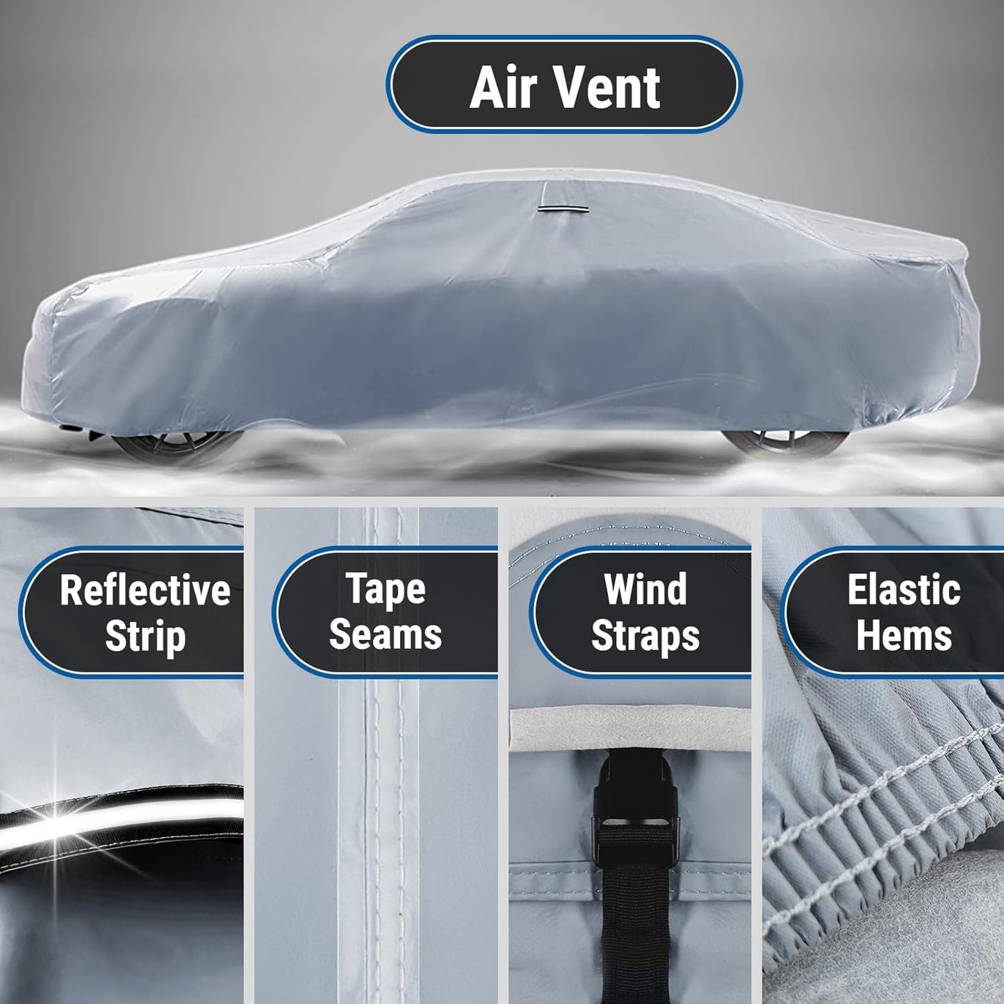 iCarCover Custom Car Cover for Buick Super Sedanette (1947-1949) Waterproof All-Weather Rain Snow UV Sun Protector Full Exterior Indoor Outdoor Car Cover (Stripe - Gray/Black)