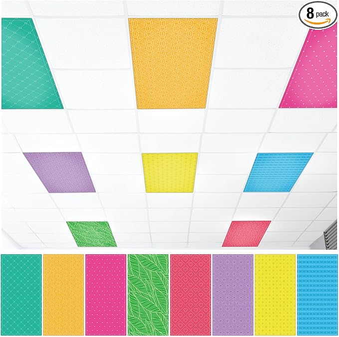 QOUBAI 8 Pcs Fluorescent Light Covers, 4x2 Feet Magnetic Light Cover by QOUBAI