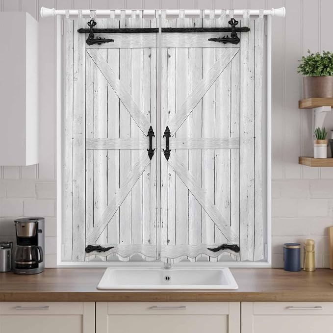 Farmhouse Wood Grain Living Room Curtains 96 Inch Length, Window Curtains Tab - Image 9