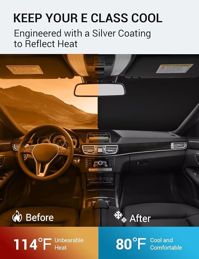 Proadsy 2026 Upgrade Windshield Sun Shade Custom Fit 2010-2016 E Class Foldable - Image 3