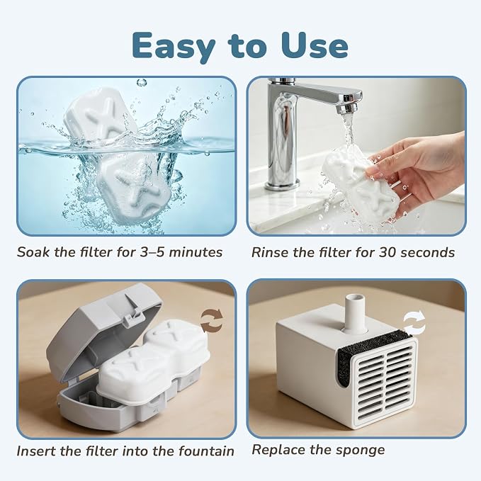 41 Pcs Cat Water Fountain Filters: 20 Carbon Filters, 20 Sponges & 1 Brush | - Image 7