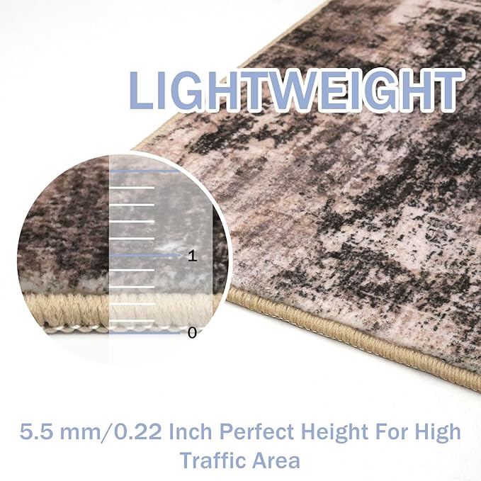 IOHOUZE Abstract Runner Rug 3x20 Ft Extra Long Washable Runners for Hallways, Non Slip Kitchen Runner Printed Faux Wool Entryway Runner Indoor, Modern Abstract Floor Carpet for Hall Stair, Brown/Rust