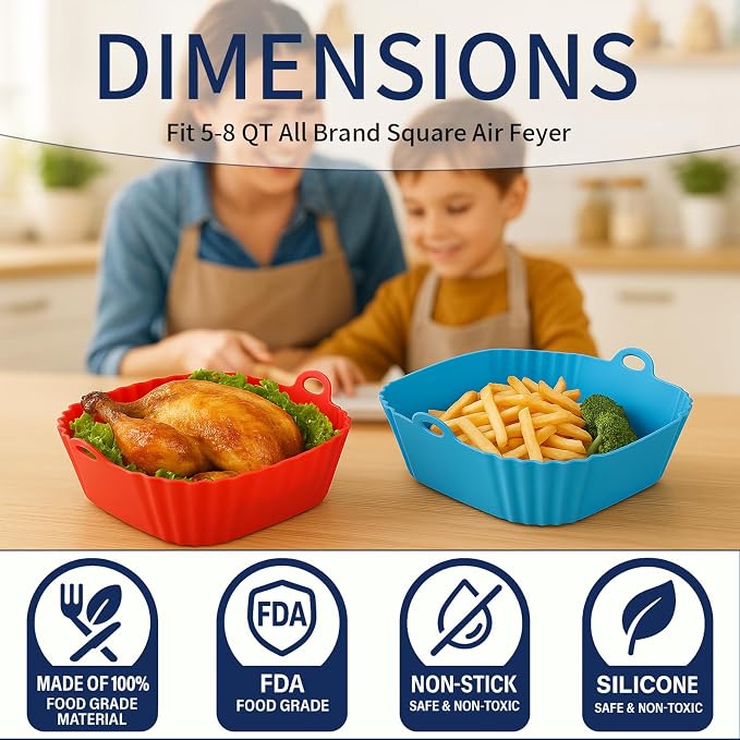 Boribim 9 Inch Large Air Fryer Silicone Liners - Image 7