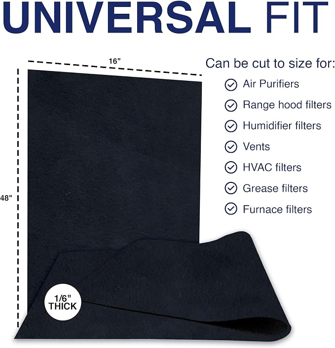 Cut-to-Fit Activated Carbon Filter Pad, 16 x 48 Sheet | Two-pack; trims to size - Image 3