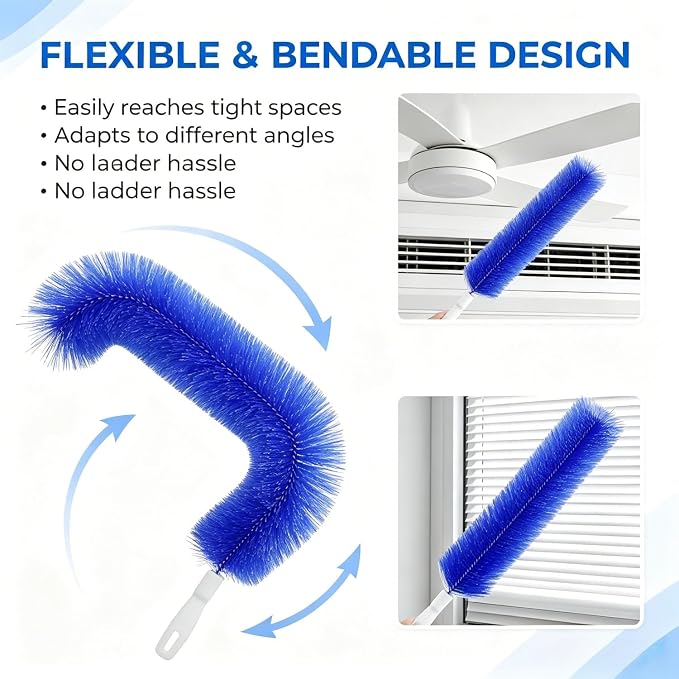 Bendable Microfiber Head, Reusable Dust Remover，Fan Cleaning Brush Washable and - Image 2