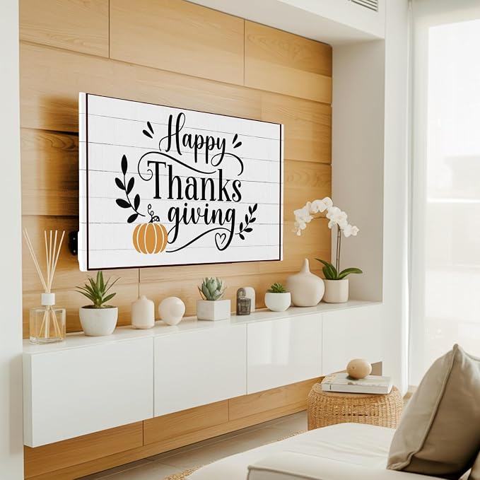 Happy Thanksgiving Words Indoor TV Cover, Elastic TV Screen Protector Farm - Image 3