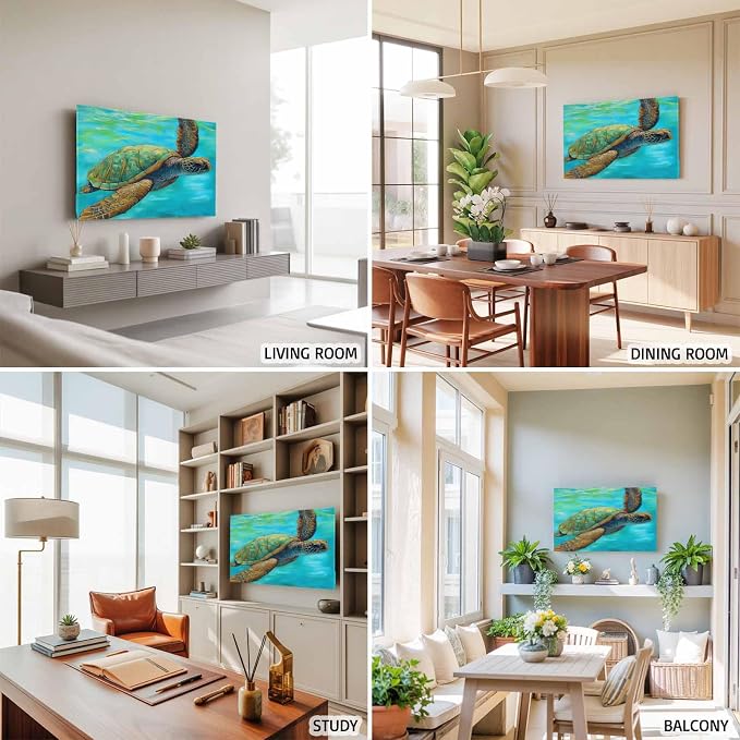 Sea Turtle Summer Ocean Teal Gradient Indoor TV Cover, Elastic TV Screen - Image 5