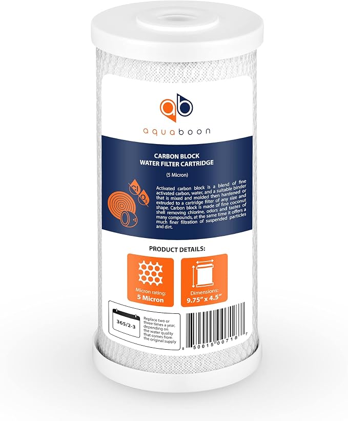 Aquaboon 5 Micron 10x4.5 Carbon Block Water Filters Whole House CTO Water - Image 8