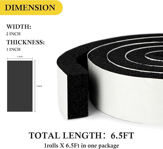 fowong Window Air Conditioner Insulating Foam Tape, Adhesive Weather Stripping - Image 4