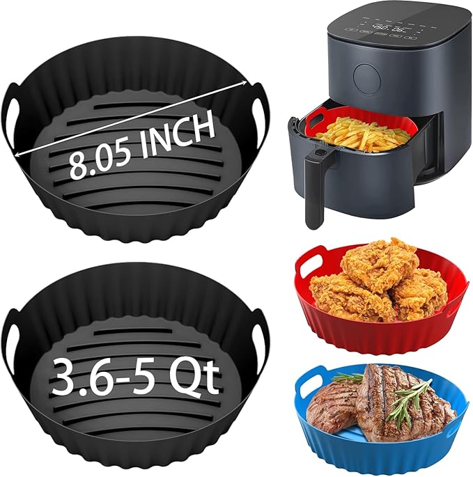 2Pcs Silicone Air Fryer Liners Reusable Round Thickened Airfryer Basket by Unknown