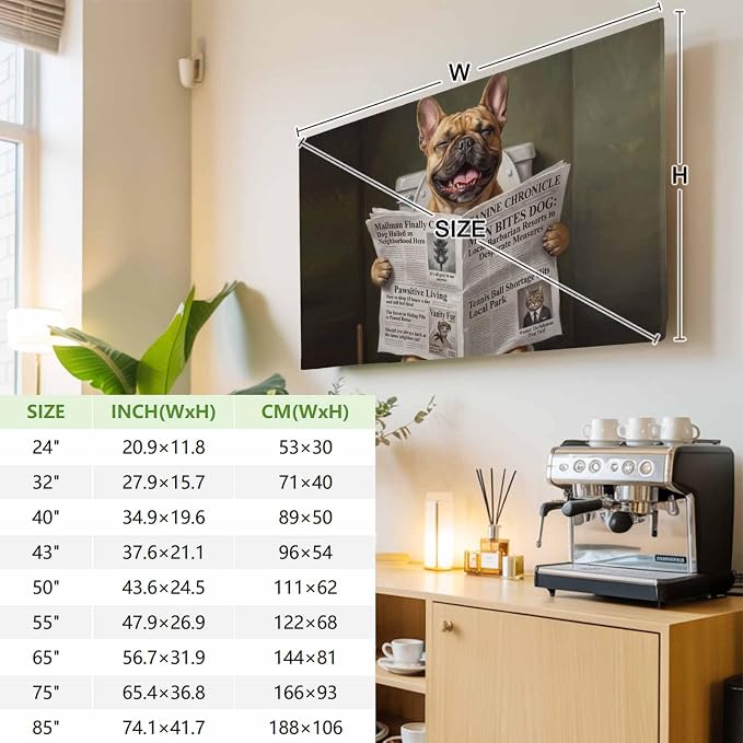 Funny Bulldog Reading Newspaper Indoor TV Cover, Elastic TV Screen Protector - Image 4