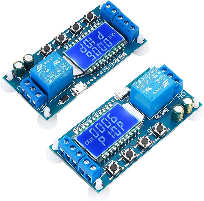 DROK Timer Relay 2pcs, DC 6V-30V LCD Display Time Delay Relay Cycle Timer by DROK