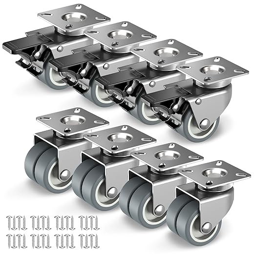 2 inch Swivel Caster Wheels Set of 8 Heavy Duty Casters by HOLKIEUSA