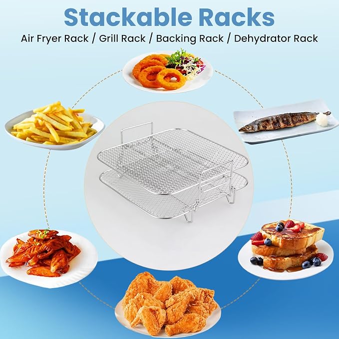 8 inch Square Air Fryer Rack, Lancisism 2 Layers Stainless Steel Dehydrator - Image 5