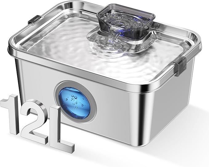 PETIMI Dog Water Fountain, 3 Gallons Stainless Steel Dog & Cat Water Fountain by Unknown