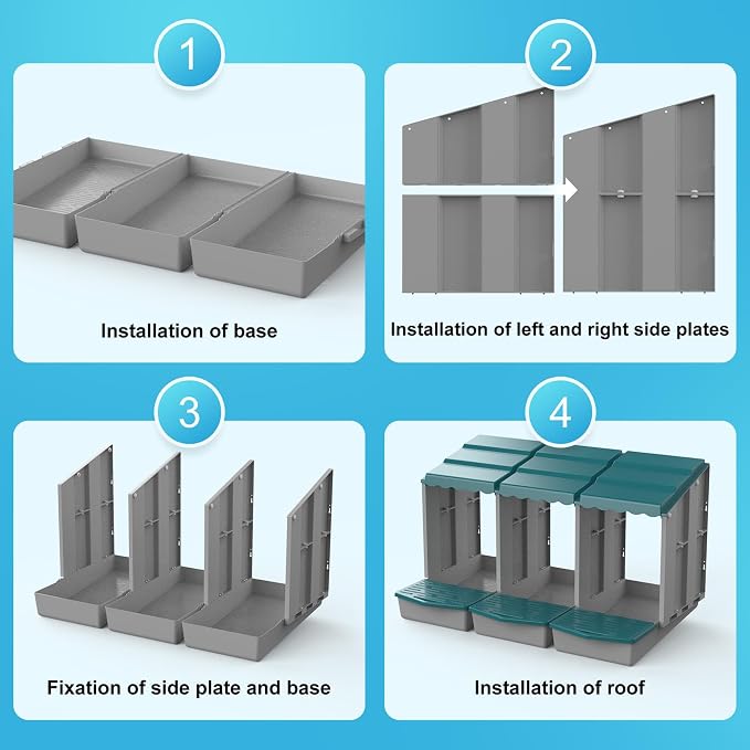 AUTENS Chicken Nesting Boxes, 10 Hole Laying Boxes, 2 Nest Mat, Plastic Roll - Image 7