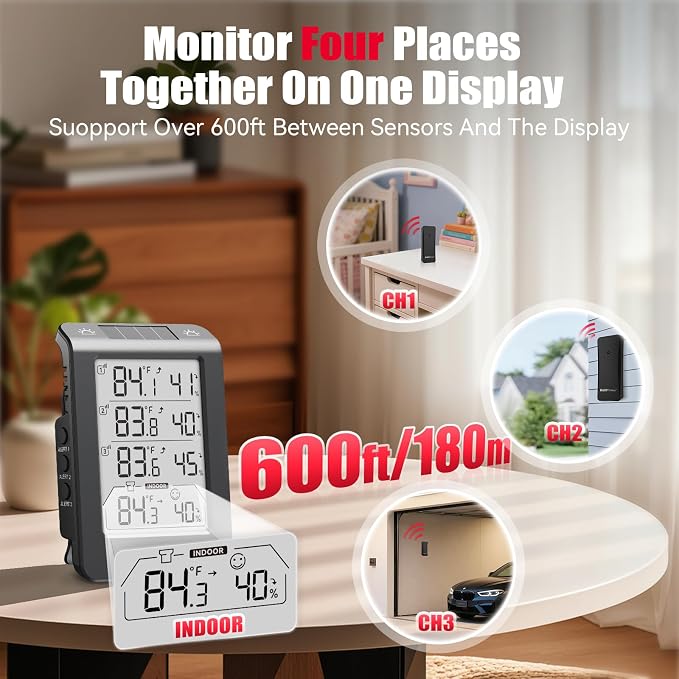 BaldrTherm Indoor Outdoor Thermometer Wireless, Temperature Humidity Monitor - Image 3