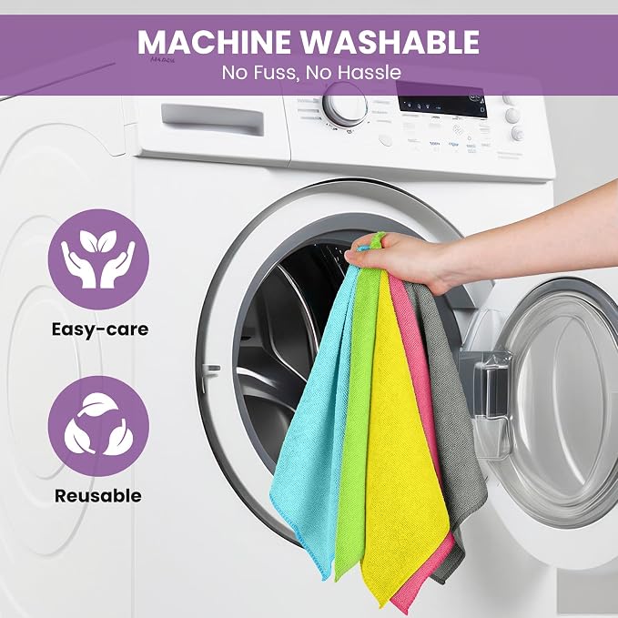 12 Pack Microfiber Cleaning Cloth, 11 Assorted Colors Cleaning Rags - Image 7