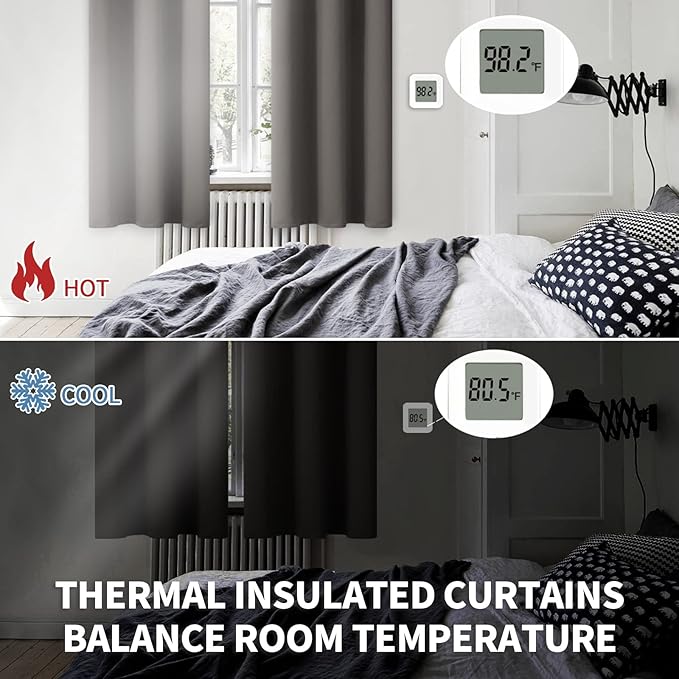 BGment Blackout Curtains for Bedroom - Grommet Thermal Insulated Room Darkening Curtains for Living Room, Set of 2 Panels, Each 46 x 72 Inch, Grey