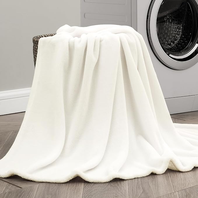 BEDELITE Fleece Blanket Cream Throw Blankets for Couch & Bed, Luxury Plush Cozy Fuzzy Blanket 50" x 60", Super Soft Warm Lightweight Throw Blanket for Travel Camping