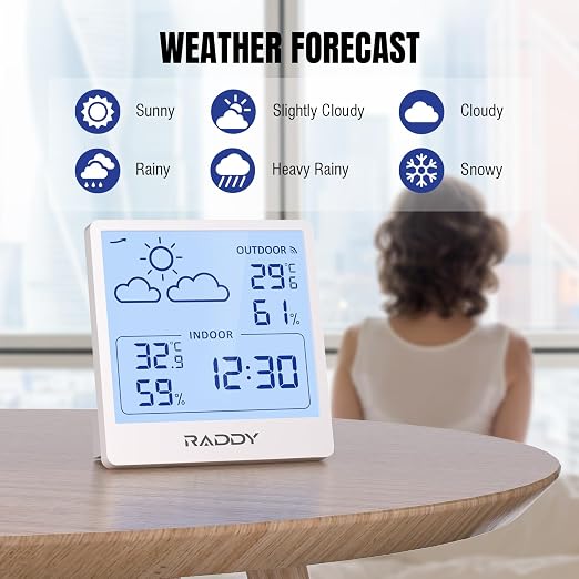 Raddy WF-50T Indoor Outdoor Thermometer Hygrometer Wireless Weather Station - Image 3