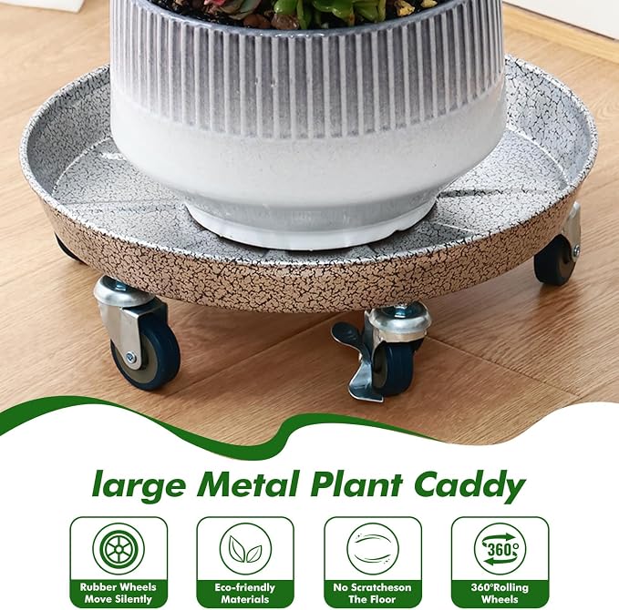Planterhoma 3 Packs 13 inches Metal Plant Caddy - Image 4