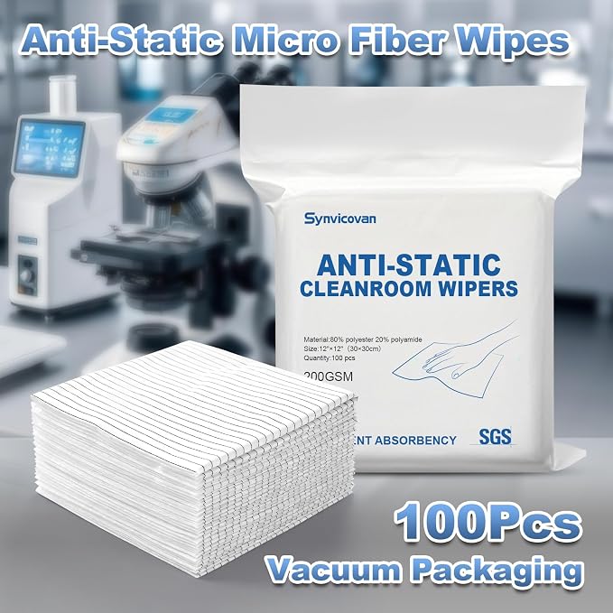 Anti-Static Microfiber Wipes 12"x12" Lint Free Cloths Reusable Special ESD - Image 3