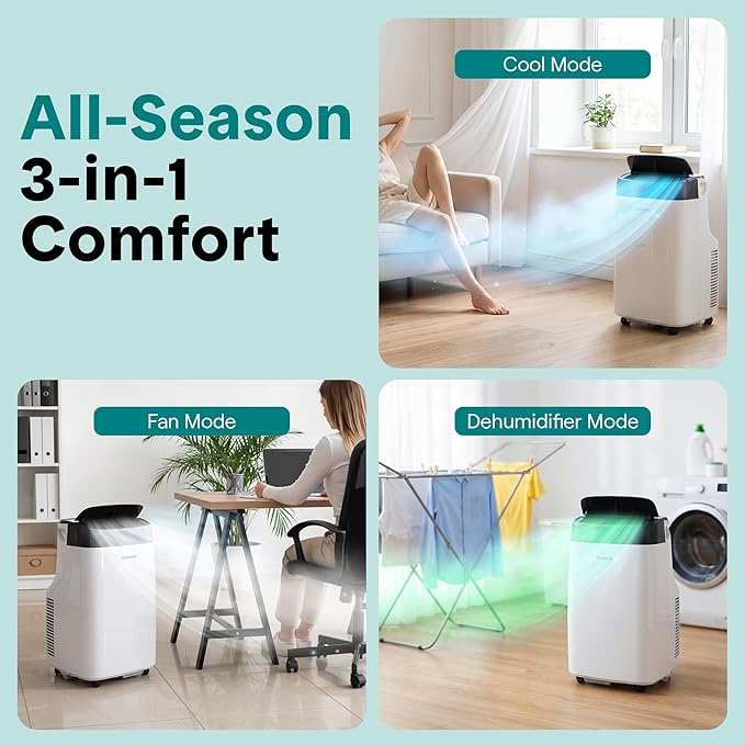 SereneLife Portable Air Conditioner, Dehumidifier & Fan | Dual Motor 3-in-1 8 - Image 4