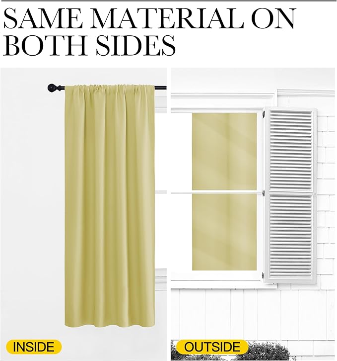 NICETOWN Blackout Curtains Window Draperies, Paler Yellow, Set of 2, 70 by 95 inches Long, Window Treatment Thermal Insulated Solid Room Darkening Drapes for Bedroom