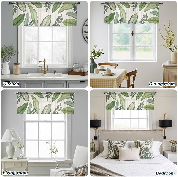 Summer Palm Leaf Sheer Valance Curtains - Image 9
